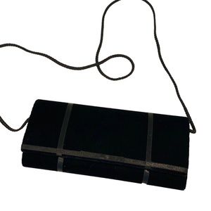NWOT Vintage Carolyne Barton Black Velvet Evening Bag Clutch Crossbody Purse